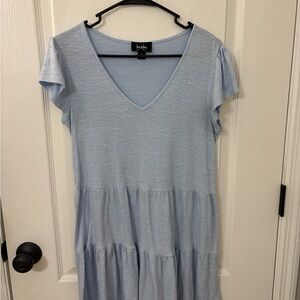 Light Blue V-Neck Midi Dress